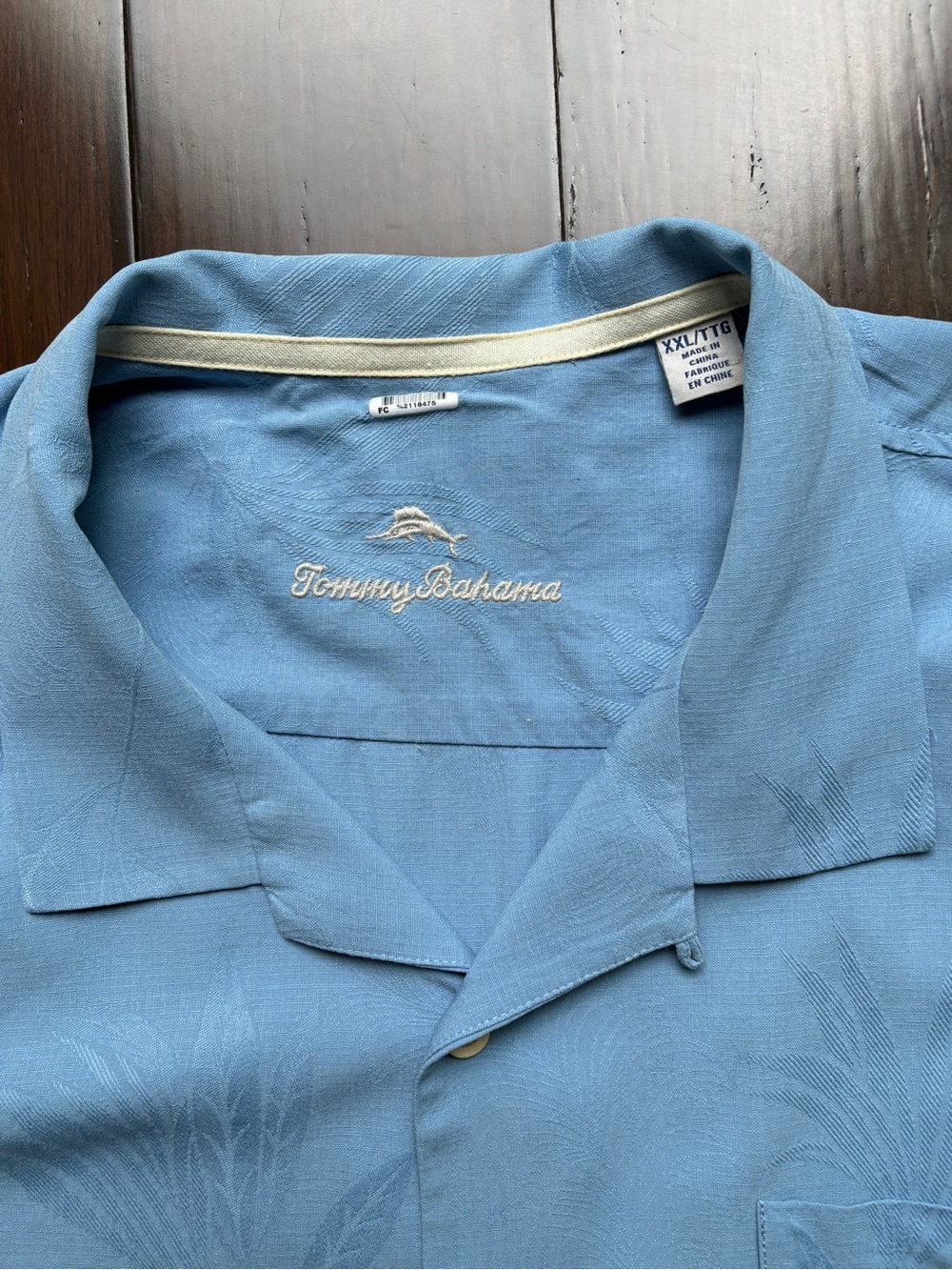 Tommy Bahama Men's Light Blue 100% Silk Camp Collar Shirt XXL
